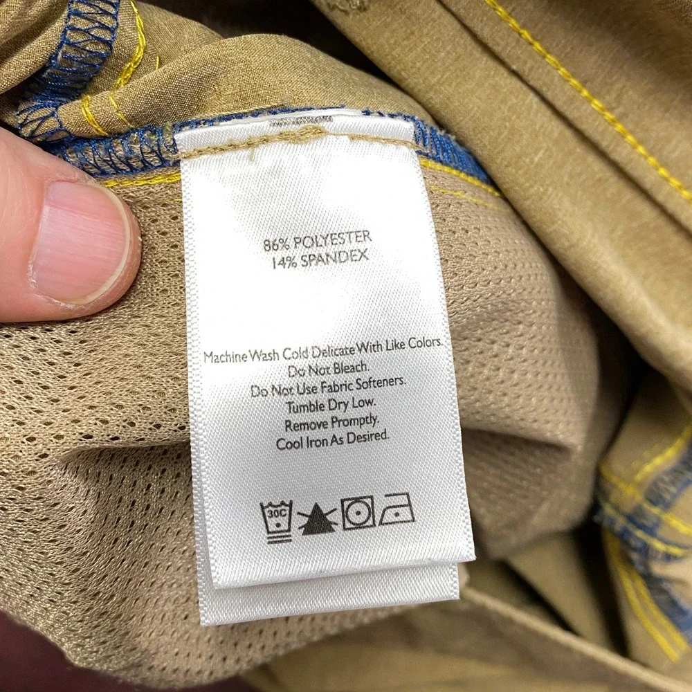 Eddie Bauer Flexion Amphib Shorts Mens 38 Gorpcore Polyester Stretch Tan Brown